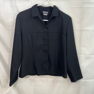 Vintage NYCC women's‎ black collared button down lightweight blazer jacket 10P